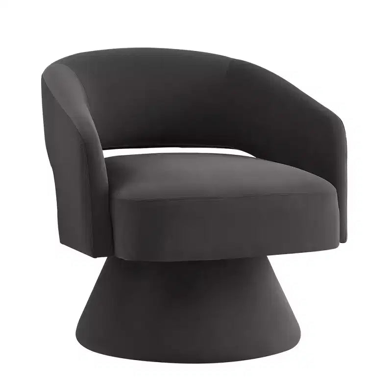 Fauteuils d'appoint pivotants modernes Okak pour chambre à coucher, fauteuils d'appoint ronds en velours rembourré, fauteuil pivotant confortable à 360 degrés avec dossier ouvert