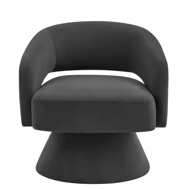Fauteuils d'appoint pivotants modernes Okak pour chambre à coucher, fauteuils d'appoint ronds en velours rembourré, fauteuil pivotant confortable à 360 degrés avec dossier ouvert