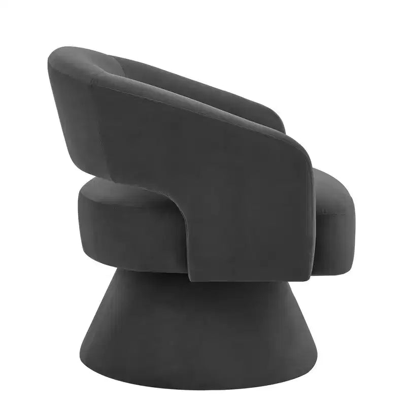 Fauteuils d'appoint pivotants modernes Okak pour chambre à coucher, fauteuils d'appoint ronds en velours rembourré, fauteuil pivotant confortable à 360 degrés avec dossier ouvert