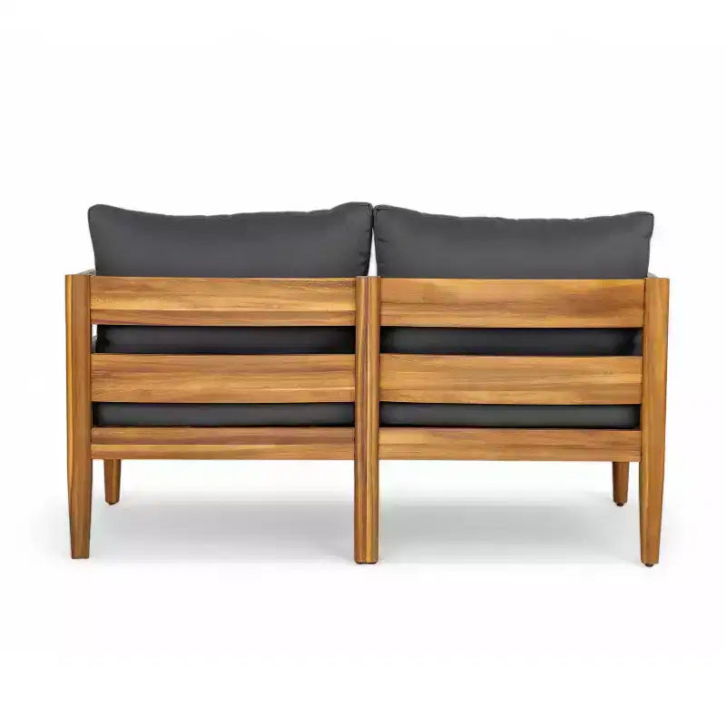 Christopher Knight Home Jacinda Loveseat et table basse d'extérieur rustiques rembourrés avec panneaux à lattes