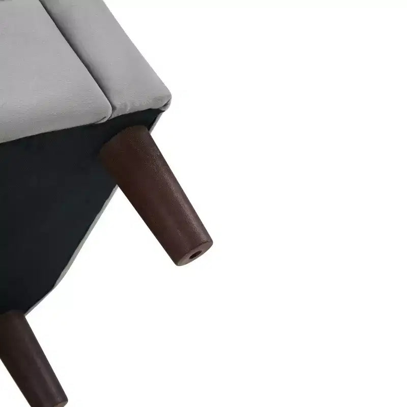 Fauteuil d'appoint moderne Bestier gris en velours avec ottoman, dossier en U et assise épaisse et rembourrée