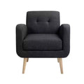 Bestier Black Mid-Century Modern Fabric Accent Armchair Single Sofa with Rubber Wood Legs Linen Upholstery for Living Room