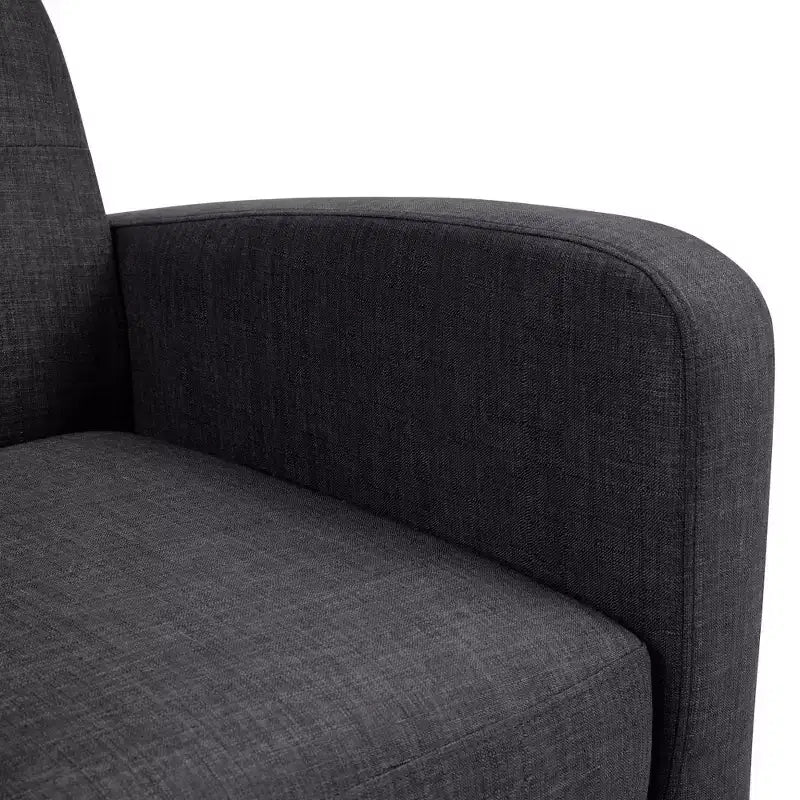 Bestier Fauteuil d'appoint individuel moderne du milieu du siècle en tissu noir avec pieds en bois d'hévéa et revêtement en lin pour le salon