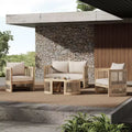 Christopher Knight Home Bonita Outdoor 4 Piece Rope Weave Acacia Wood Seating Set with Cushions