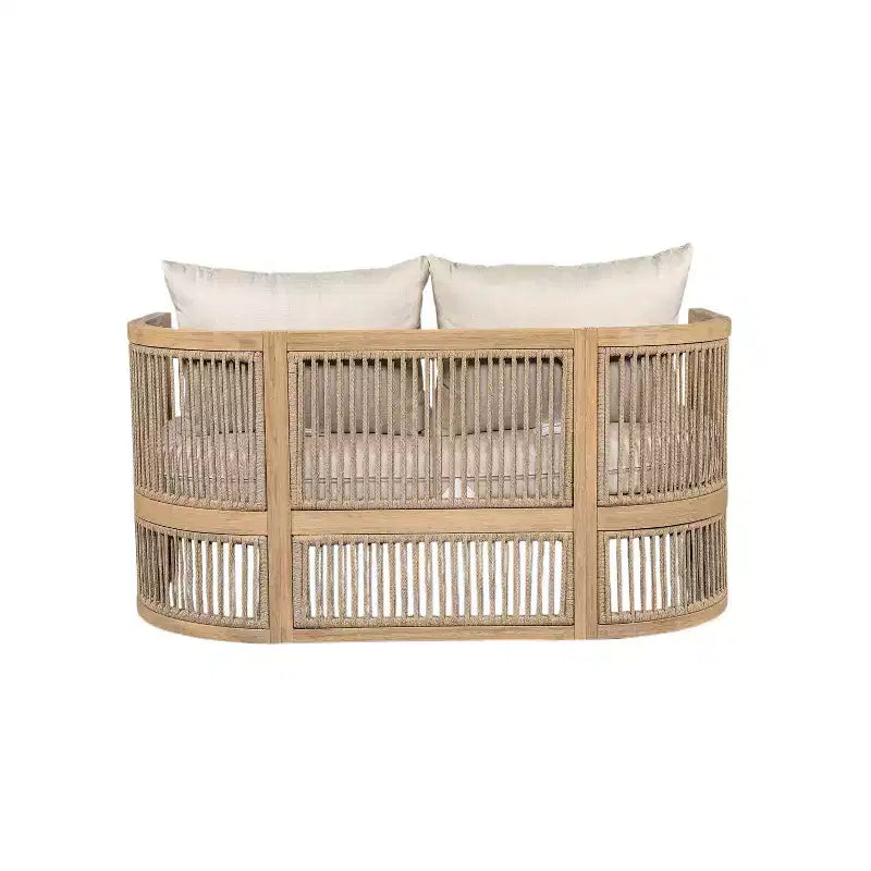 Christopher Knight Home Bonita Ensemble de sièges d'extérieur 4 pièces en corde tressée et bois d'acacia avec coussins