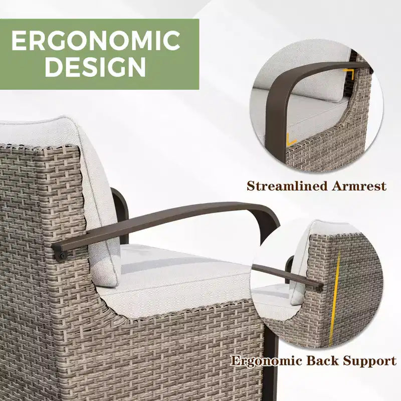 EAGLE PEAK Ensemble de mobilier de patio Coastal Vista, ensemble de conversation de patio en osier incurvé demi-lune avec table basse