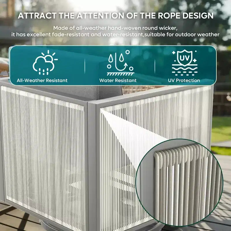 Ensemble de meubles de patio Bestier, 5 pièces, ensemble de conversation en osier pour jardin, ensemble de canapés d'extérieur avec coussin épais de 4,5 po et pouf, jardin