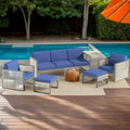 Ensemble de meubles de patio Bestier, 5 pièces, ensemble de conversation en osier pour jardin, ensemble de canapés d'extérieur avec coussin épais de 4,5 po et pouf, jardin