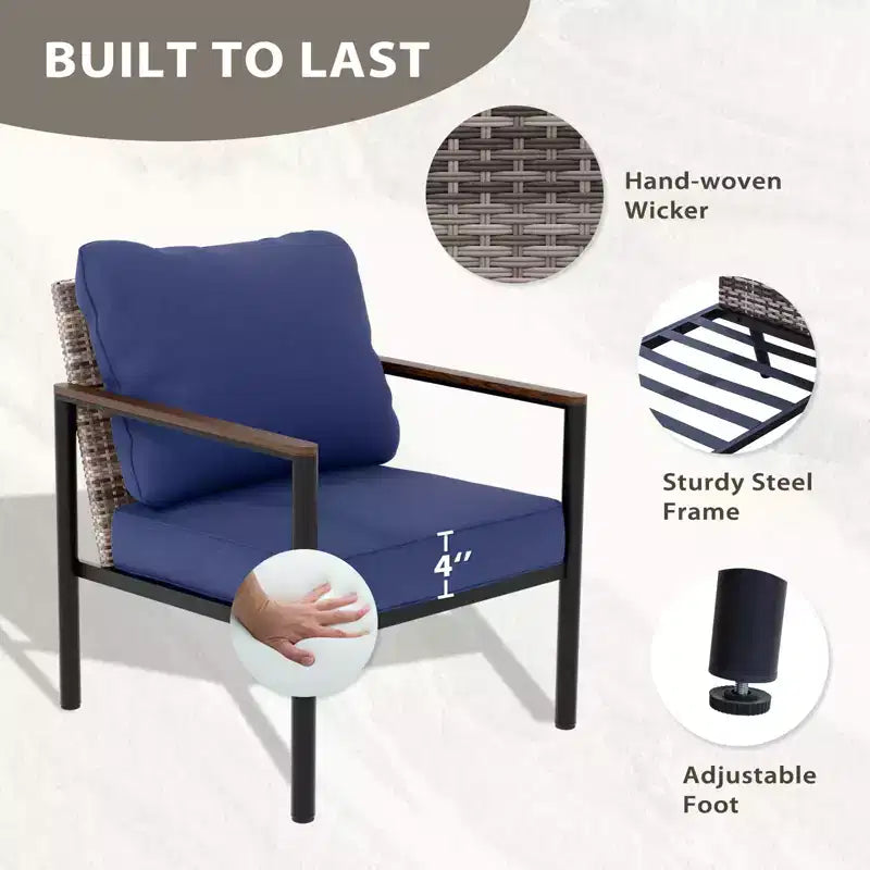 EAGLE PEAK Sunset Dune Ensemble de 6 pièces de mobilier d'extérieur moderne, Salon de jardin en osier aspect bois
