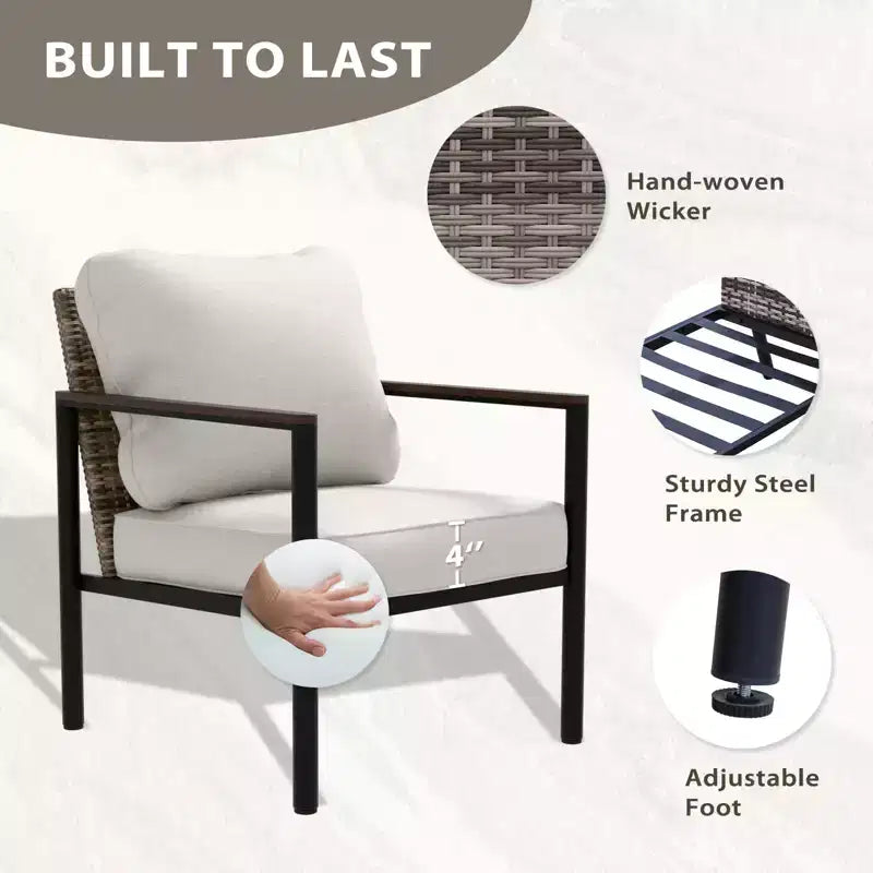 EAGLE PEAK Sunset Dune Ensemble de 6 pièces de mobilier d'extérieur moderne, Salon de jardin en osier aspect bois