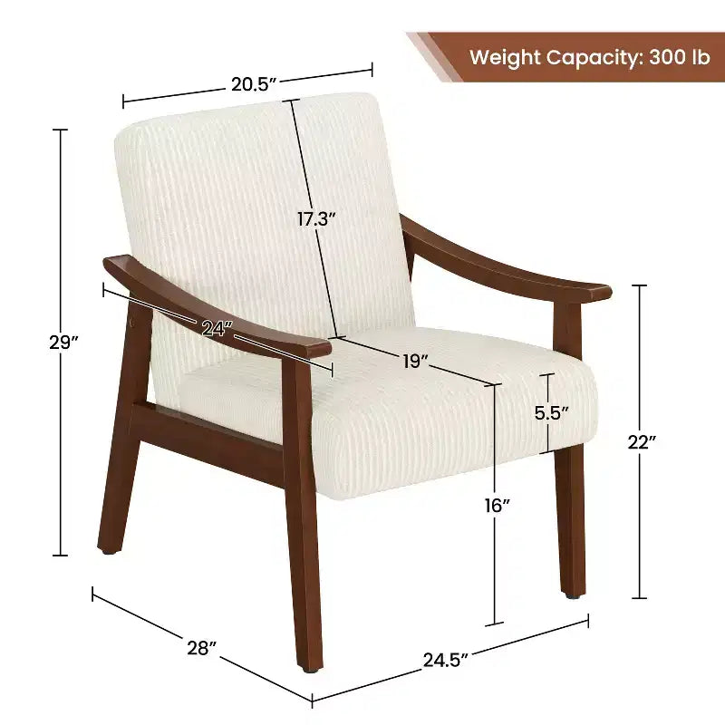Fauteuil d'appoint Yaheetech en velours côtelé de style scandinave pour salon et chambre à coucher