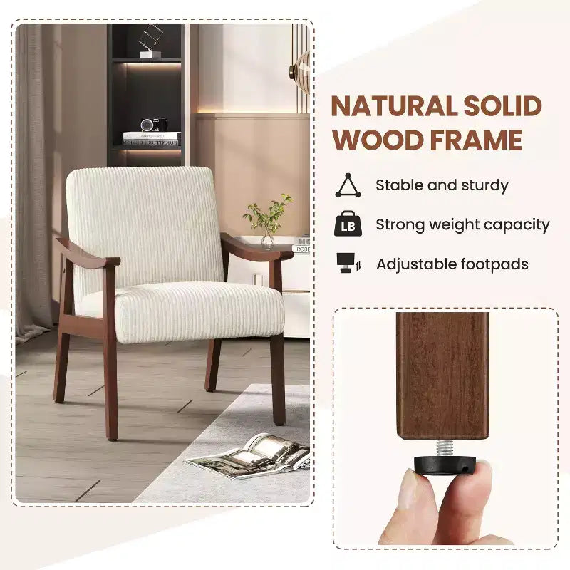 Fauteuil d'appoint Yaheetech en velours côtelé de style scandinave pour salon et chambre à coucher