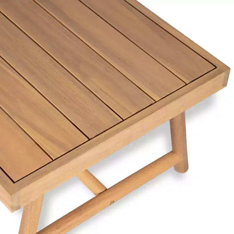 Ensemble de sièges rembourrés d'extérieur en bois d'acacia au design rustique à lattes, 4 pièces, Christopher Knight Home Selina