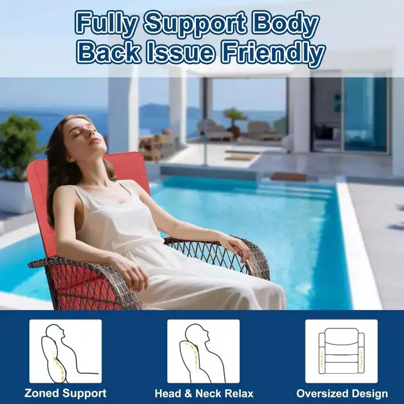 3 Pieces Patio Wicker Glider Chairs, Outdoor Swivel Rockers Patio Chairs Set of 2 with Thickened Cushions and Glass Coffee Table