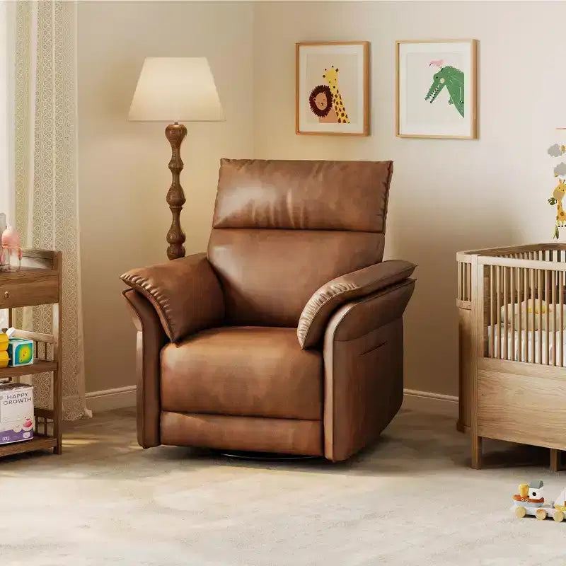 Fauteuil inclinable électrique, fauteuil inclinable, pivotant et coulissant à 270°, fauteuil en cuir PU, poches latérales de rangement et port de chargement USB