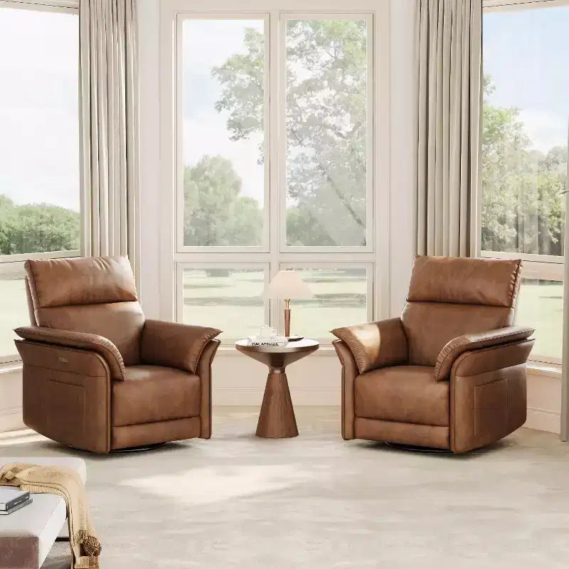 Fauteuil inclinable électrique, fauteuil inclinable, pivotant et coulissant à 270°, fauteuil en cuir PU, poches latérales de rangement et port de chargement USB