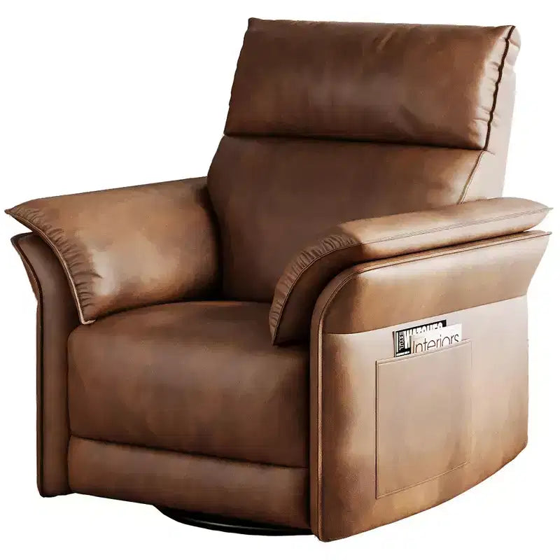 Fauteuil inclinable électrique, fauteuil inclinable, pivotant et coulissant à 270°, fauteuil en cuir PU, poches latérales de rangement et port de chargement USB