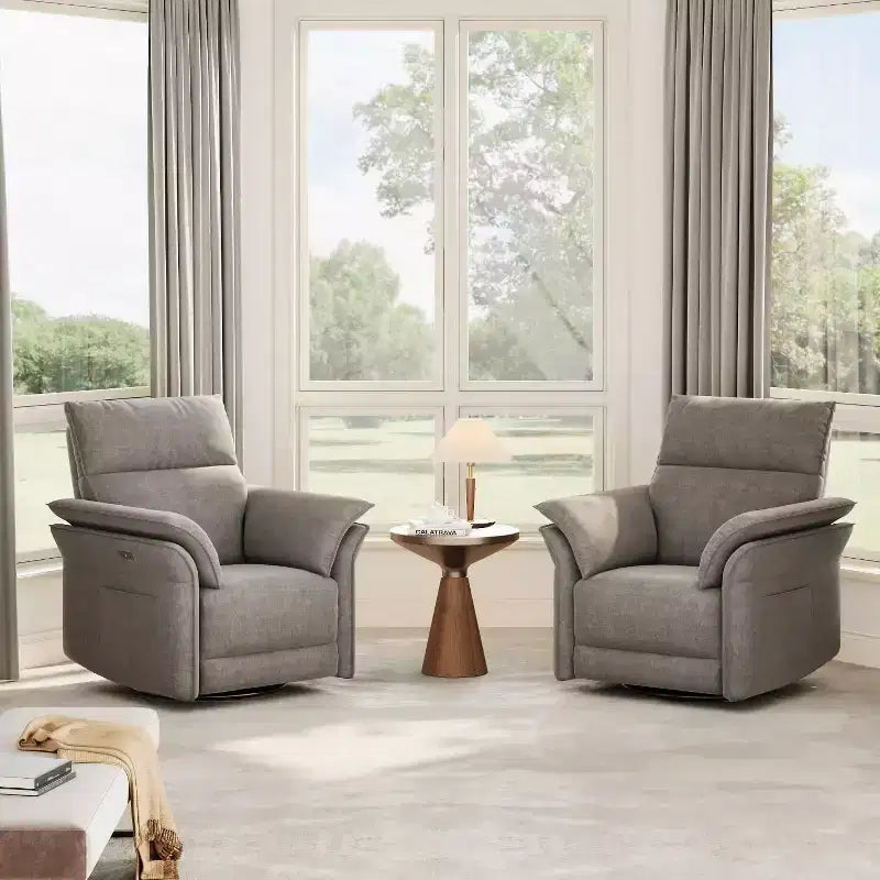 Fauteuil inclinable électrique, fauteuil inclinable, pivotant et coulissant à 270°, fauteuil en cuir PU, poches latérales de rangement et port de chargement USB