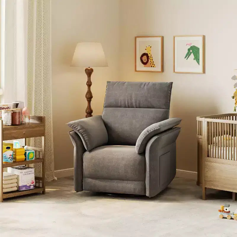 Fauteuil inclinable électrique, fauteuil inclinable, pivotant et coulissant à 270°, fauteuil en cuir PU, poches latérales de rangement et port de chargement USB