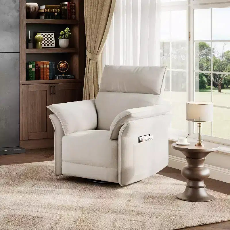 Fauteuil inclinable électrique, fauteuil inclinable, pivotant et coulissant à 270°, fauteuil en cuir PU, poches latérales de rangement et port de chargement USB