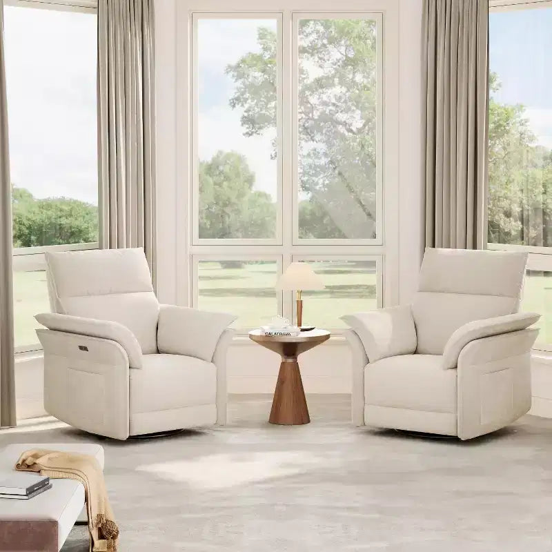 Fauteuil inclinable électrique, fauteuil inclinable, pivotant et coulissant à 270°, fauteuil en cuir PU, poches latérales de rangement et port de chargement USB