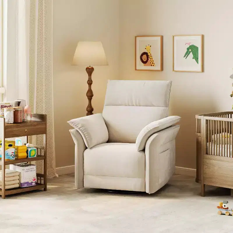 Fauteuil inclinable électrique, fauteuil inclinable, pivotant et coulissant à 270°, fauteuil en cuir PU, poches latérales de rangement et port de chargement USB