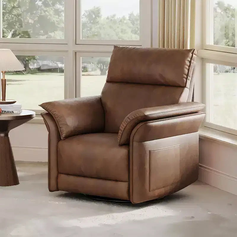 Fauteuil inclinable électrique, fauteuil inclinable, pivotant et coulissant à 270°, fauteuil en cuir PU, poches latérales de rangement et port de chargement USB