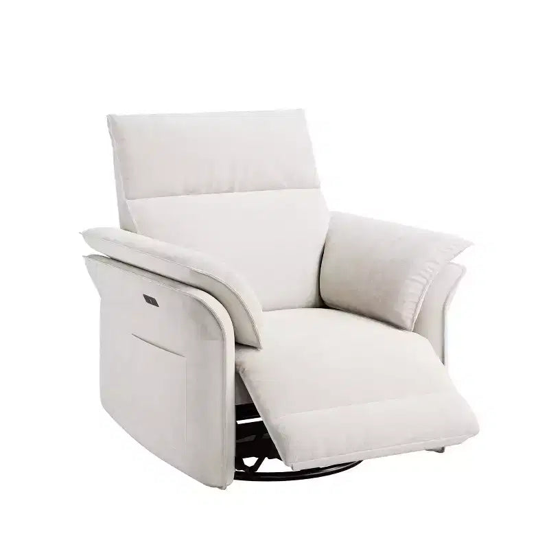 Power recliner, 270  swivel rocking gliding recliner, PU leather upholstered armchair, side storage pockets and USB charging port