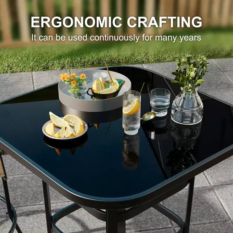 Lot de 2 tabourets de bar pivotants d'extérieur avec dossier haut et accoudoirs, chaises de terrasse résistantes aux intempéries, tabourets rotatifs hauteur comptoir pour terrasse, pelouse et jardin