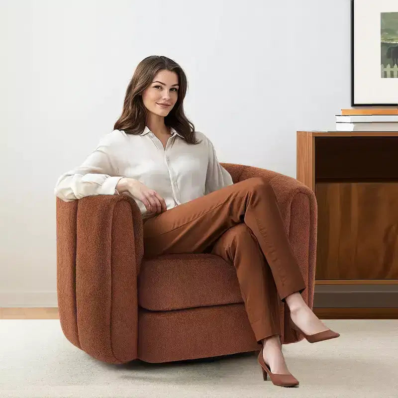 Whisen Swivel Accent Chair for Living Room, Comfy Sofa Chairs with Wood Base Side, Luxurious Upholstered Swivel Accent Chair