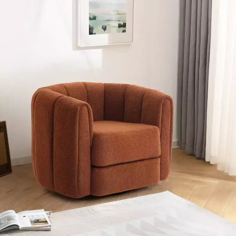 Fauteuil d'appoint pivotant Whisen pour salon, fauteuil confortable avec base latérale en bois, fauteuil d'appoint pivotant luxueux et rembourré
