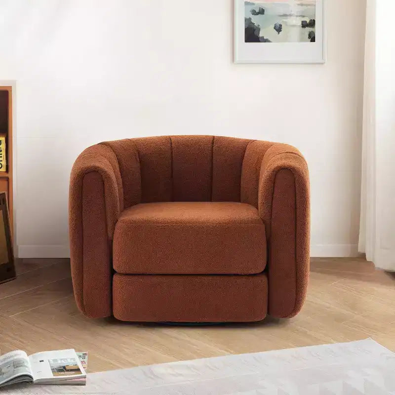 Fauteuil d'appoint pivotant Whisen pour salon, fauteuil confortable avec base latérale en bois, fauteuil d'appoint pivotant luxueux et rembourré