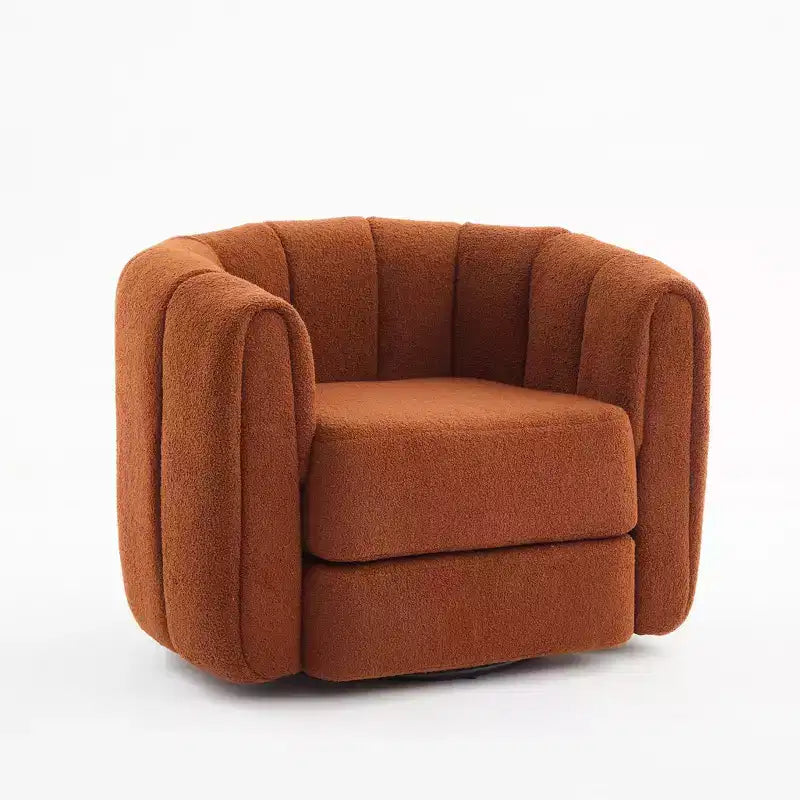 Fauteuil d'appoint pivotant Whisen pour salon, fauteuil confortable avec base latérale en bois, fauteuil d'appoint pivotant luxueux et rembourré