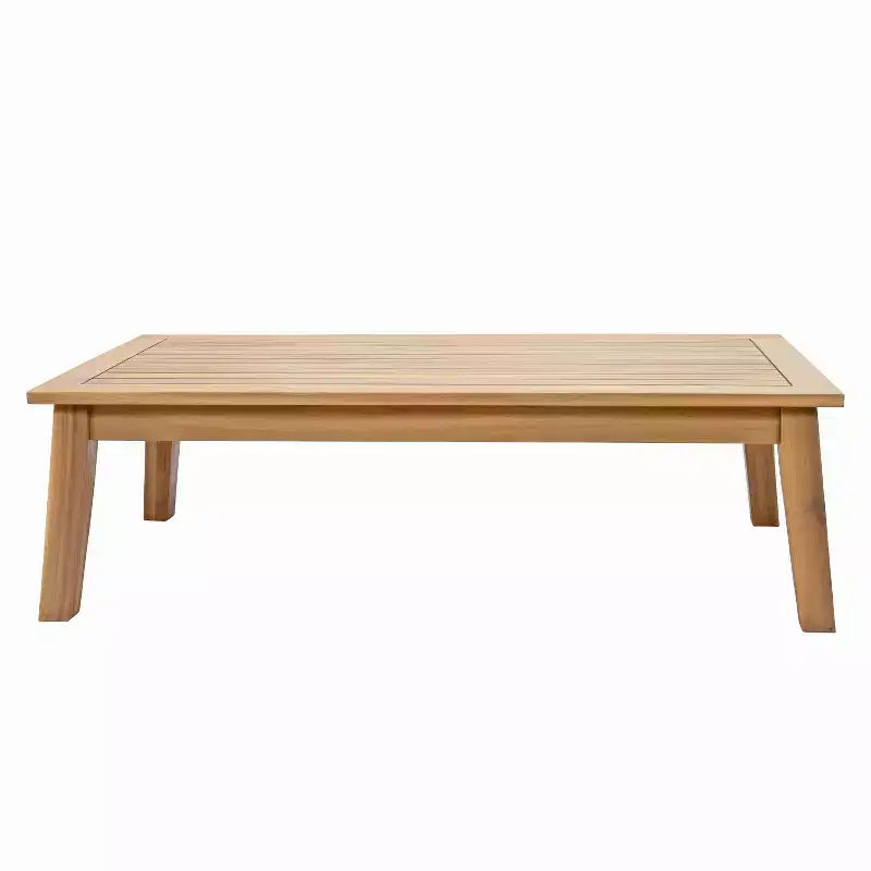 Ensemble de conversation Sunnydaze Bodie en bois d'acacia pour patio avec causeuse, fauteuils et table - 4 pièces - Naturel/Blanc Os