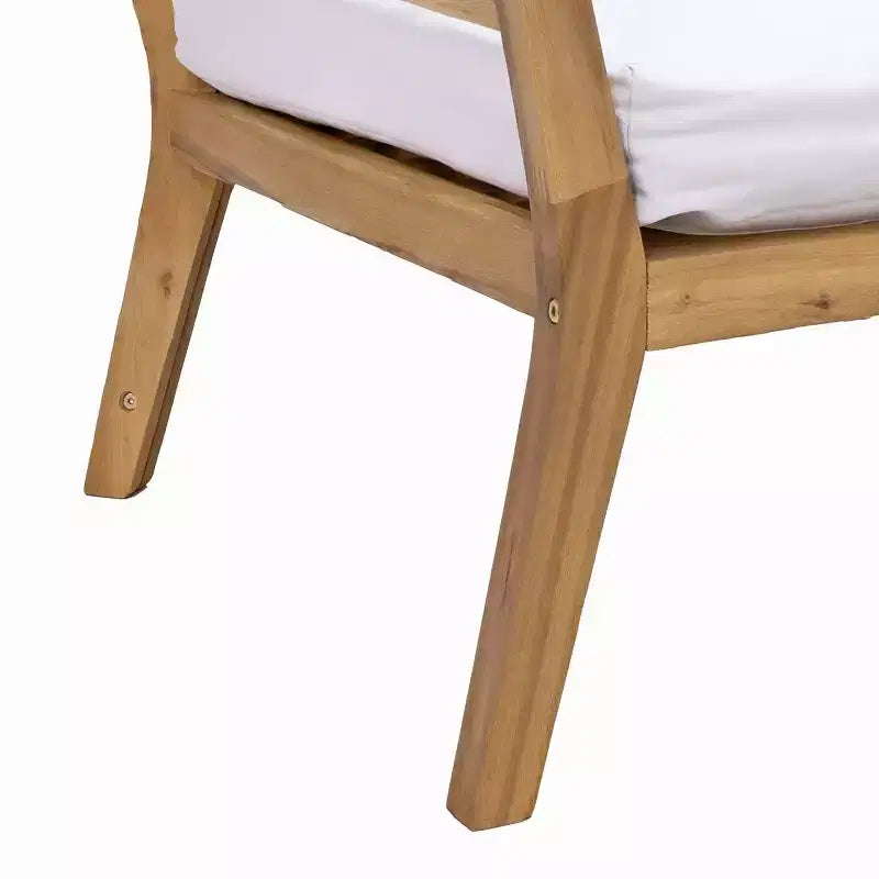 Ensemble de conversation Sunnydaze Bodie en bois d'acacia pour patio avec causeuse, fauteuils et table - 4 pièces - Naturel/Blanc Os