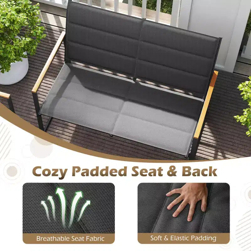 Ensemble de mobilier de jardin Costway 4/8 pièces avec siège en tissu rembourré et accoudoirs en bois-plastique
