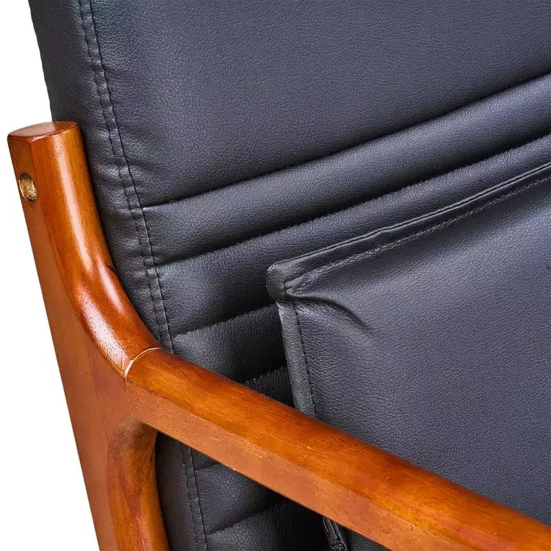 VECELO Mid-Century Modern Accent Chair, Upholstered Lounge Chair with 1 Pillow, Solid Wood Frame, Black
