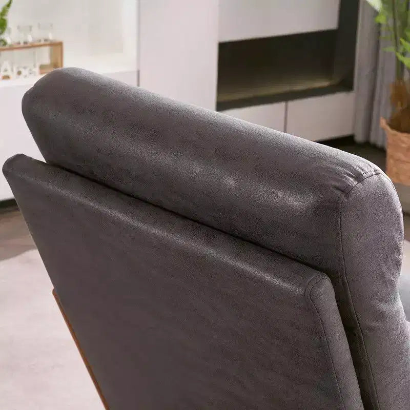 Chaise de loisirs d'intérieur Karl Home à dossier haut en bois massif, accoudoirs, structure en fer et lin