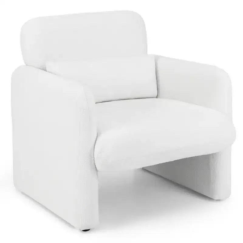 Costway 1/2 PCS Chenille Accent Chair with Removable Lumbar Pillow Thick Seat Cushion Backrest
