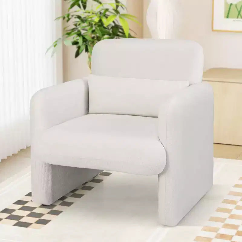 Costway 1/2 PCS Chenille Accent Chair with Removable Lumbar Pillow Thick Seat Cushion Backrest