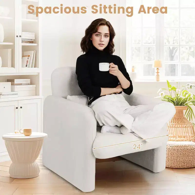 Costway 1/2 PCS Chenille Accent Chair with Removable Lumbar Pillow Thick Seat Cushion Backrest