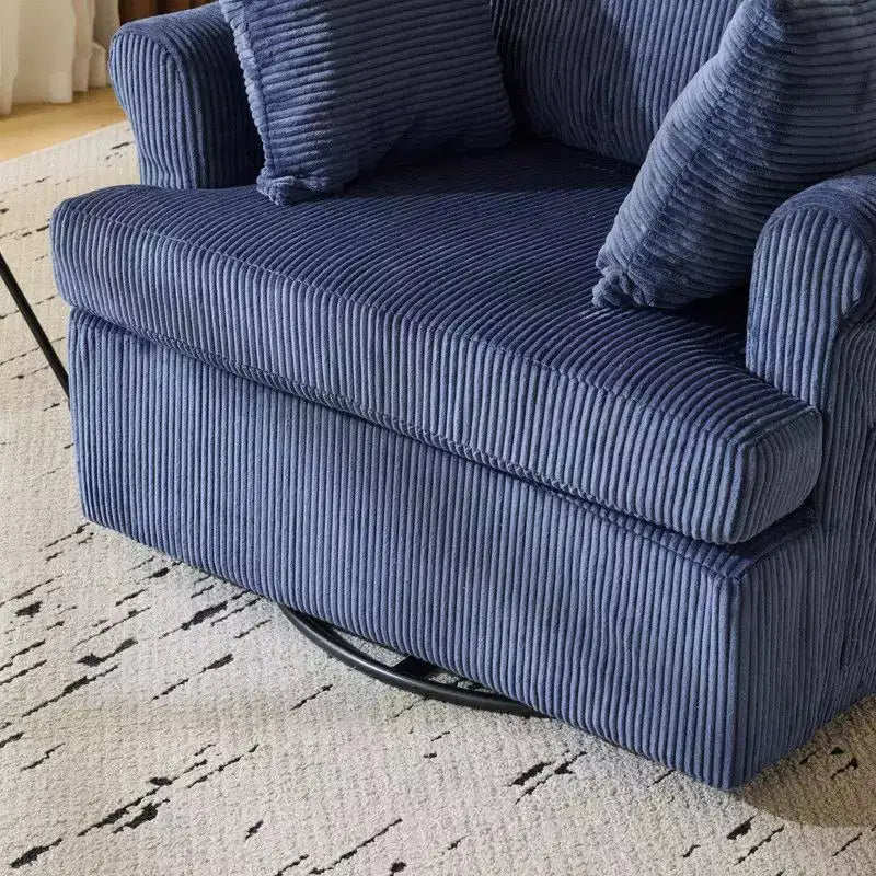 Karl Home Beige Corduroy Living Room Swivel Barrel Accent Chair