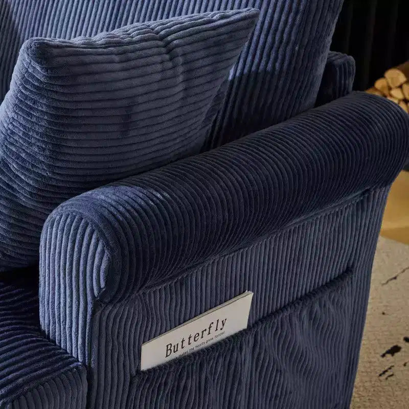 Karl Home Beige Corduroy Living Room Swivel Barrel Accent Chair