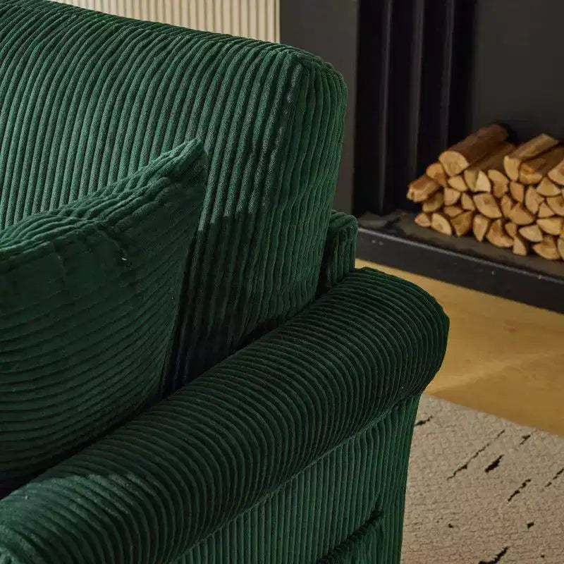 Karl Home Beige Corduroy Living Room Swivel Barrel Accent Chair