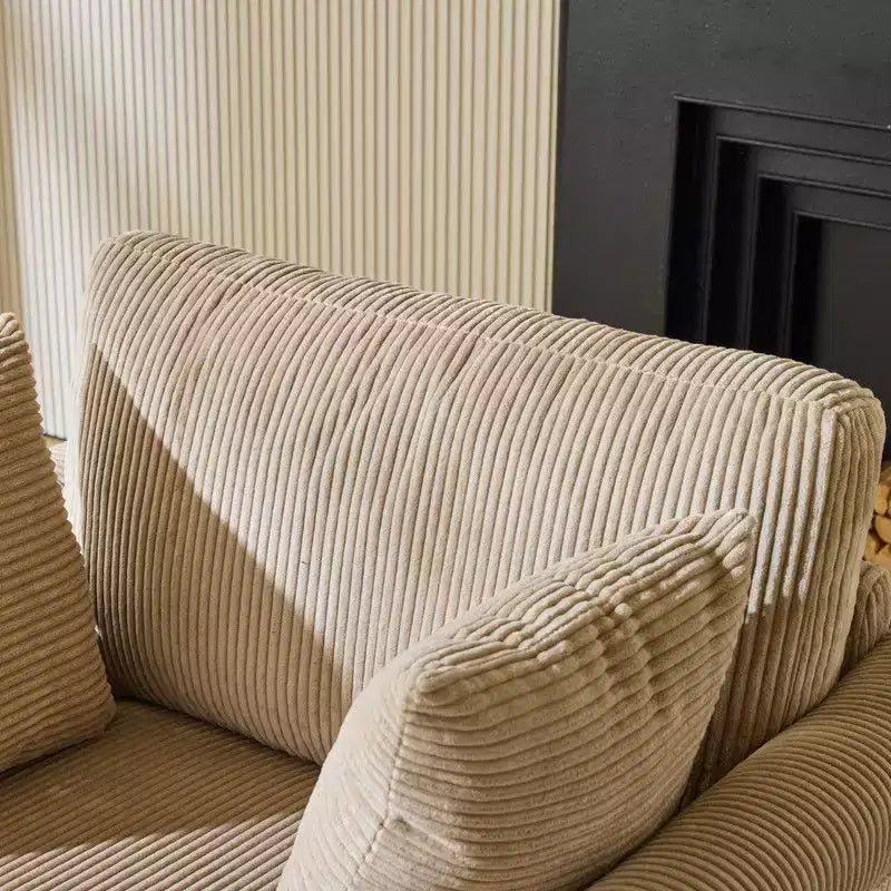 Karl Home Beige Corduroy Living Room Swivel Barrel Accent Chair