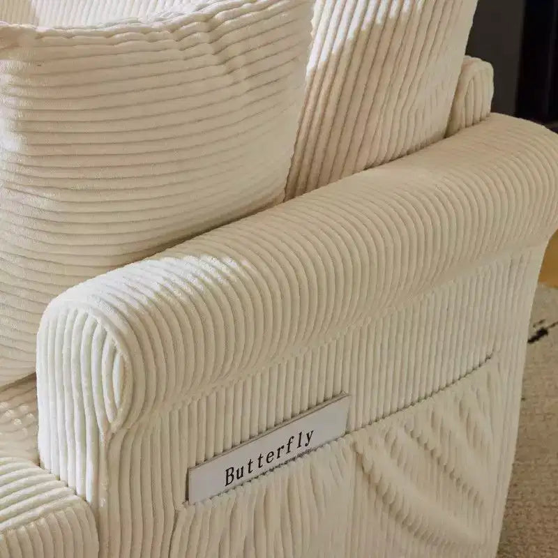 Karl Home Beige Corduroy Living Room Swivel Barrel Accent Chair
