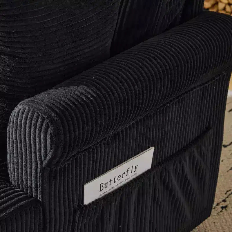 Karl Home Beige Corduroy Living Room Swivel Barrel Accent Chair