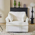 Karl Home Beige Corduroy Living Room Swivel Barrel Accent Chair