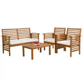 BestMassage Outdoor Wood Patio Conversation Sets Acacia Wood Outdoor Patio Sofa Set, Natural