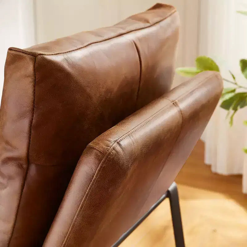 Fauteuil d'appoint confortable et luxueux en cuir véritable Art Leon